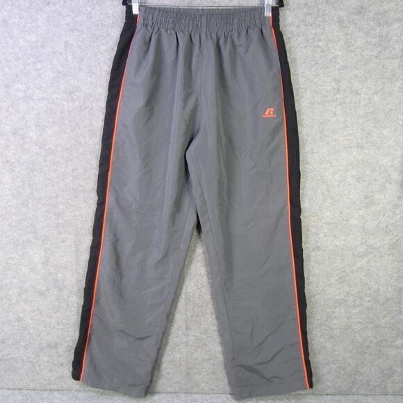 Russell Athletic Pants Mens Large Gray Black Track Warm Up Mesh Lined Polyester - Picture 1 of 10